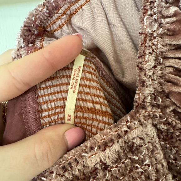 Free People Easy To Love Mini Dress in Currant Medium Embroidered Smocked - Picture 6 of 6